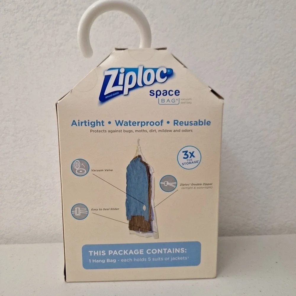 ZIPLOC Vacuum Seal Hanging Space Bag, 3x the Storage, 27.75